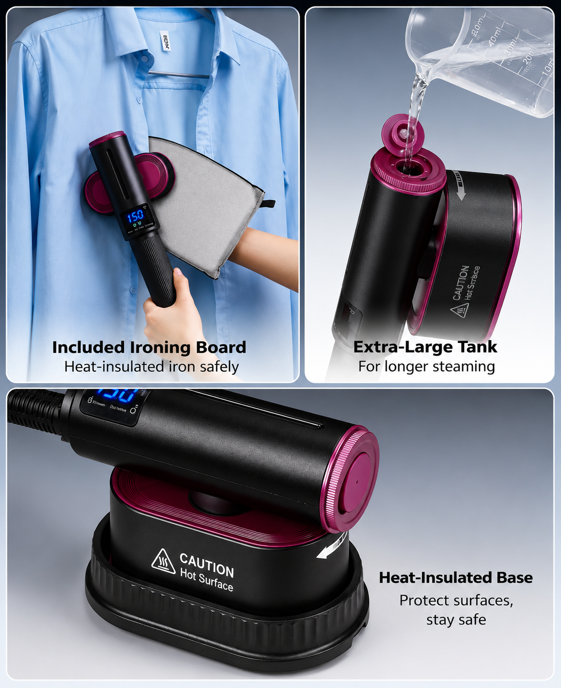 Portable 2-in-1 Clothes Steamer & Iron
