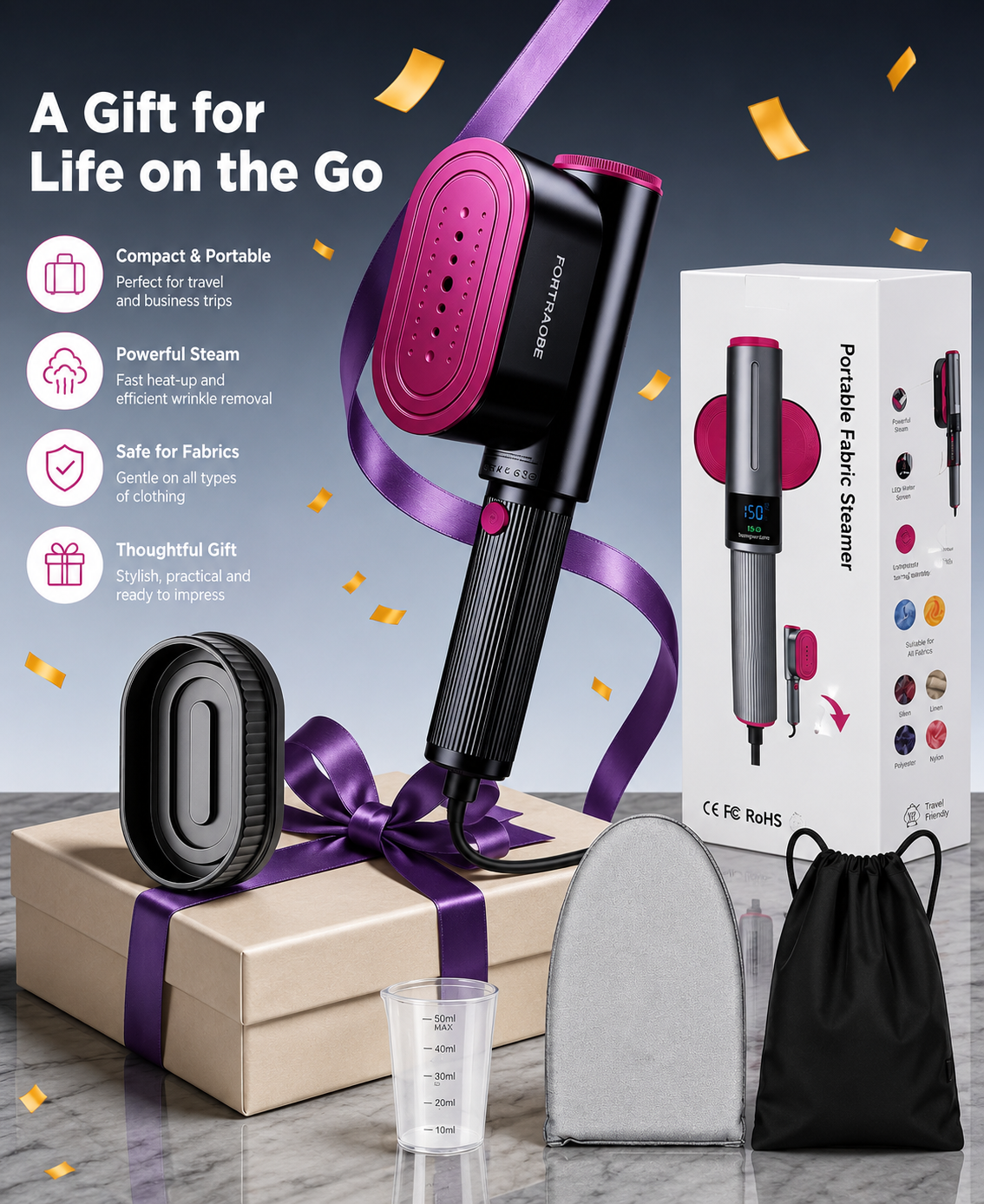 Portable 2-in-1 Clothes Steamer & Iron
