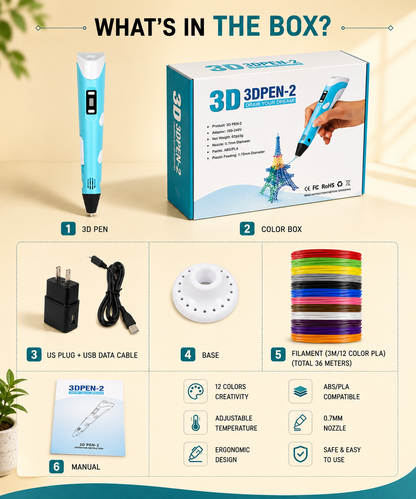 3D Printing Pen Starter Set with LCD Display