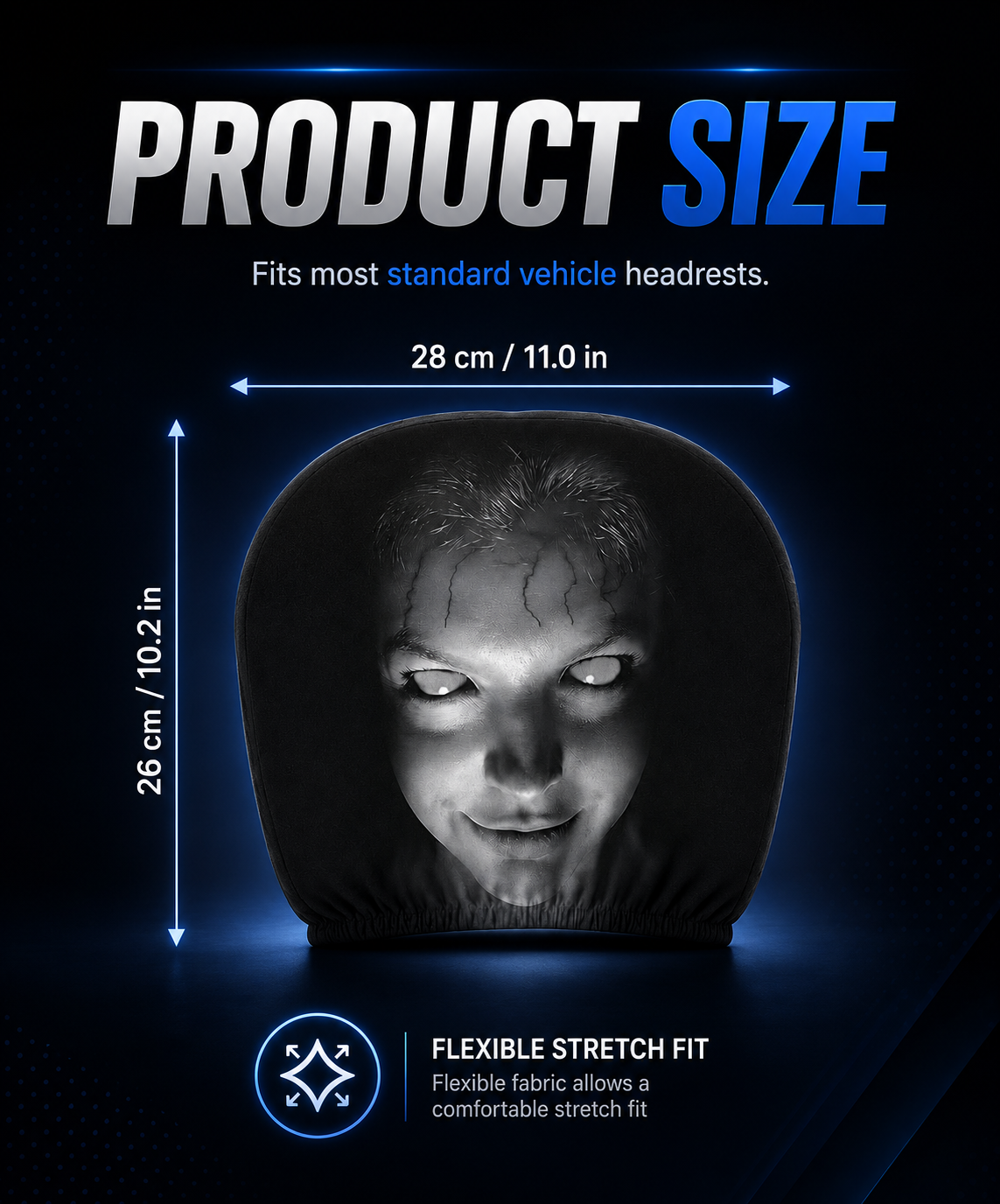 Horror Face Car Headrest Cover