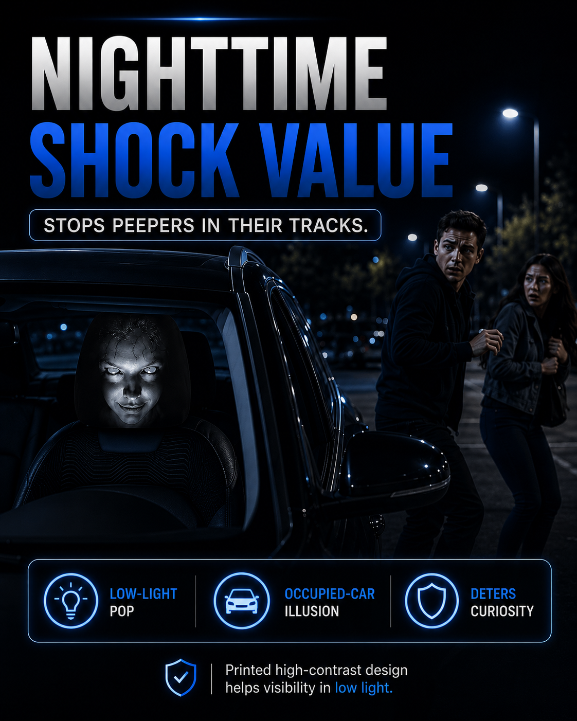 Horror Face Car Headrest Cover