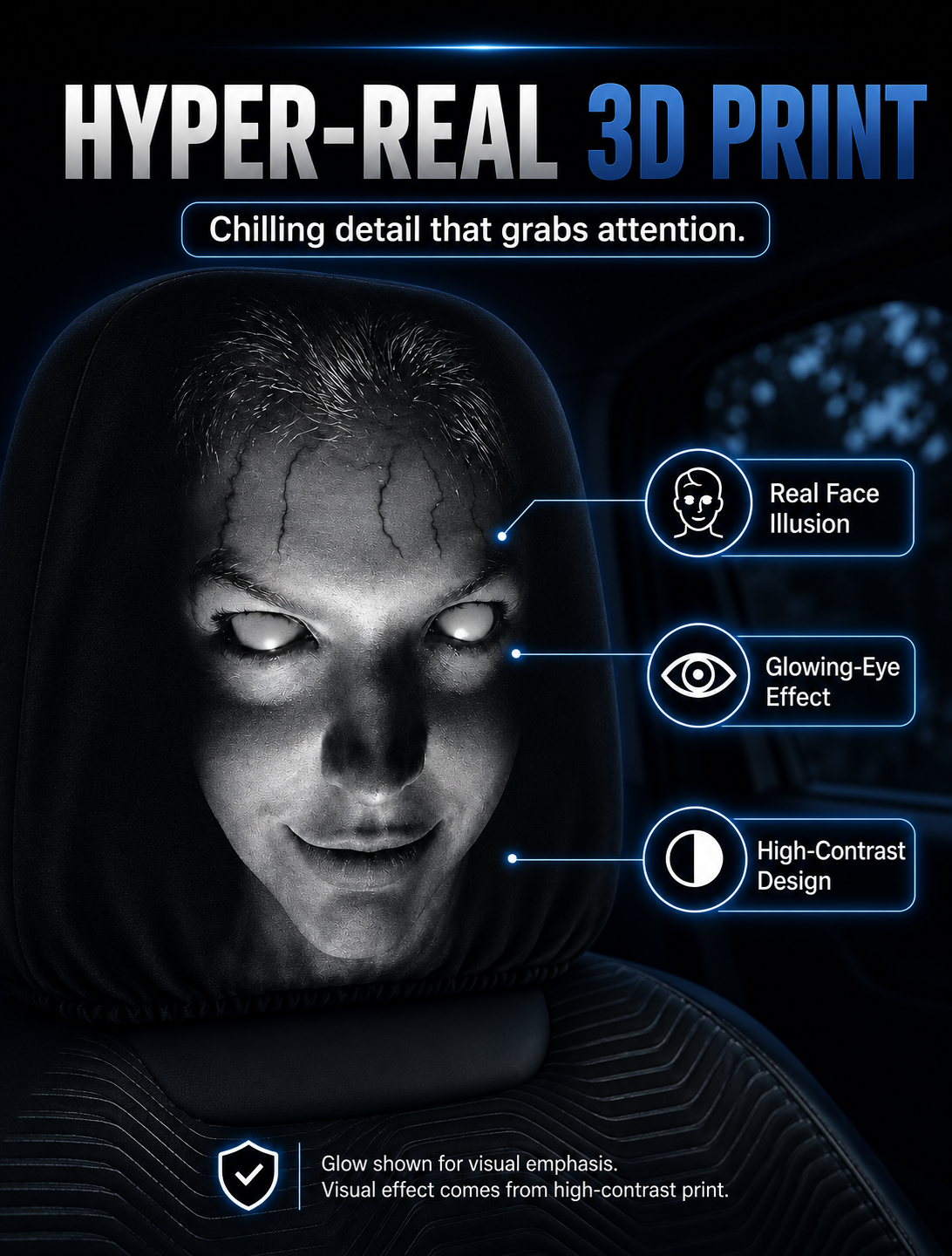 Horror Face Car Headrest Cover
