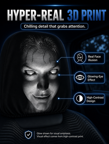 Horror Face Car Headrest Cover