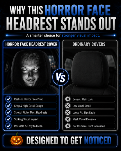 Horror Face Car Headrest Cover