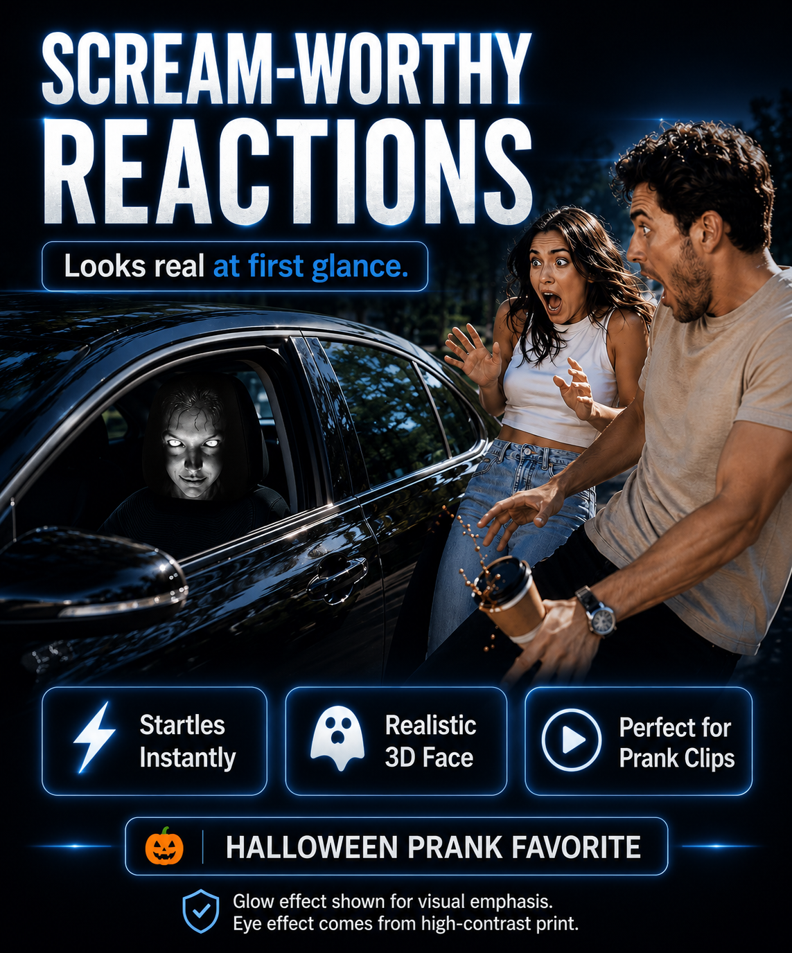Horror Face Car Headrest Cover